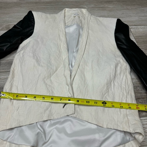 Helmut Lang Leather Linen Moto Jacket Size 0 - Picture 7 of 12